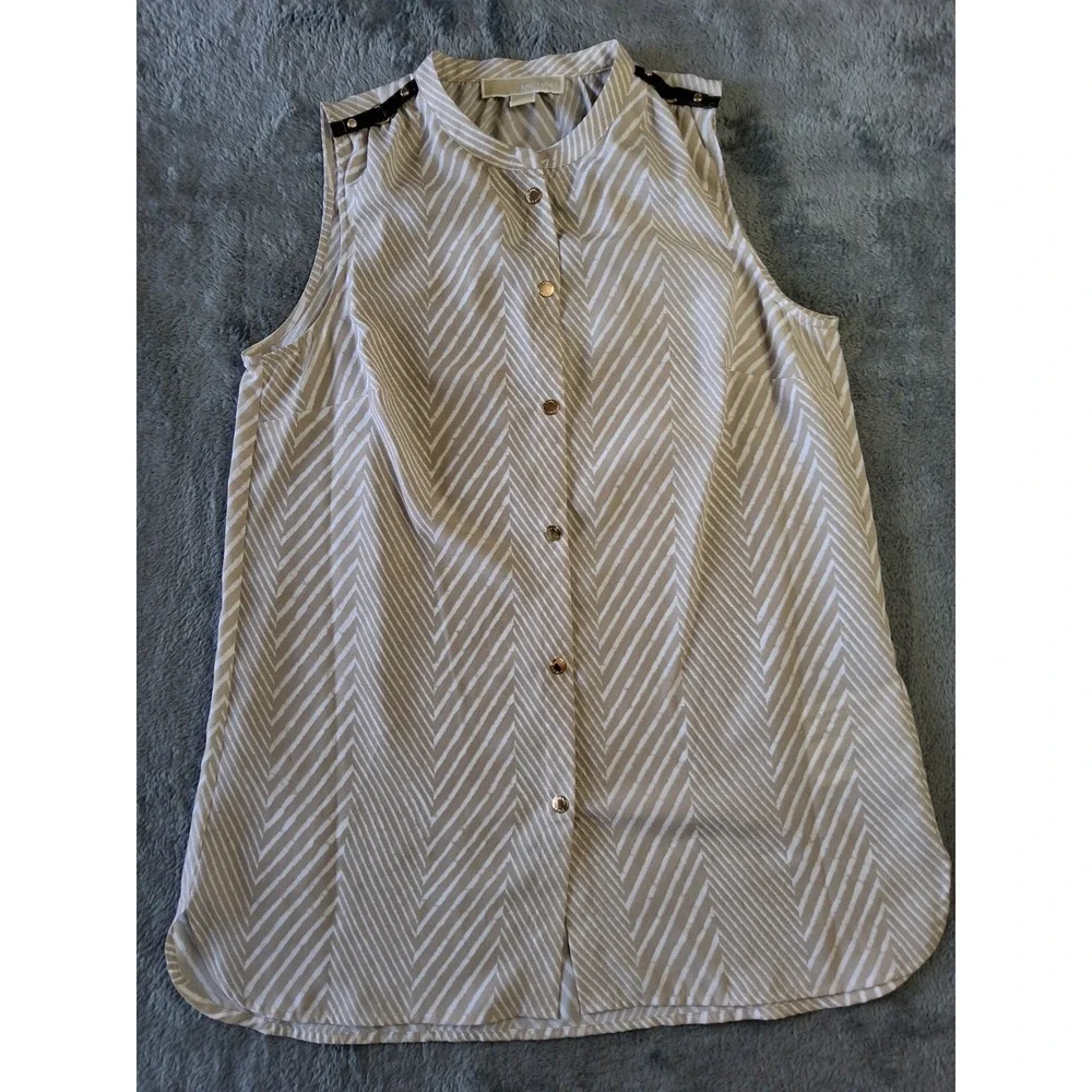 Women's‎ Michael Kors Sz Small Sleeveless Blouse Top Striped Preppy